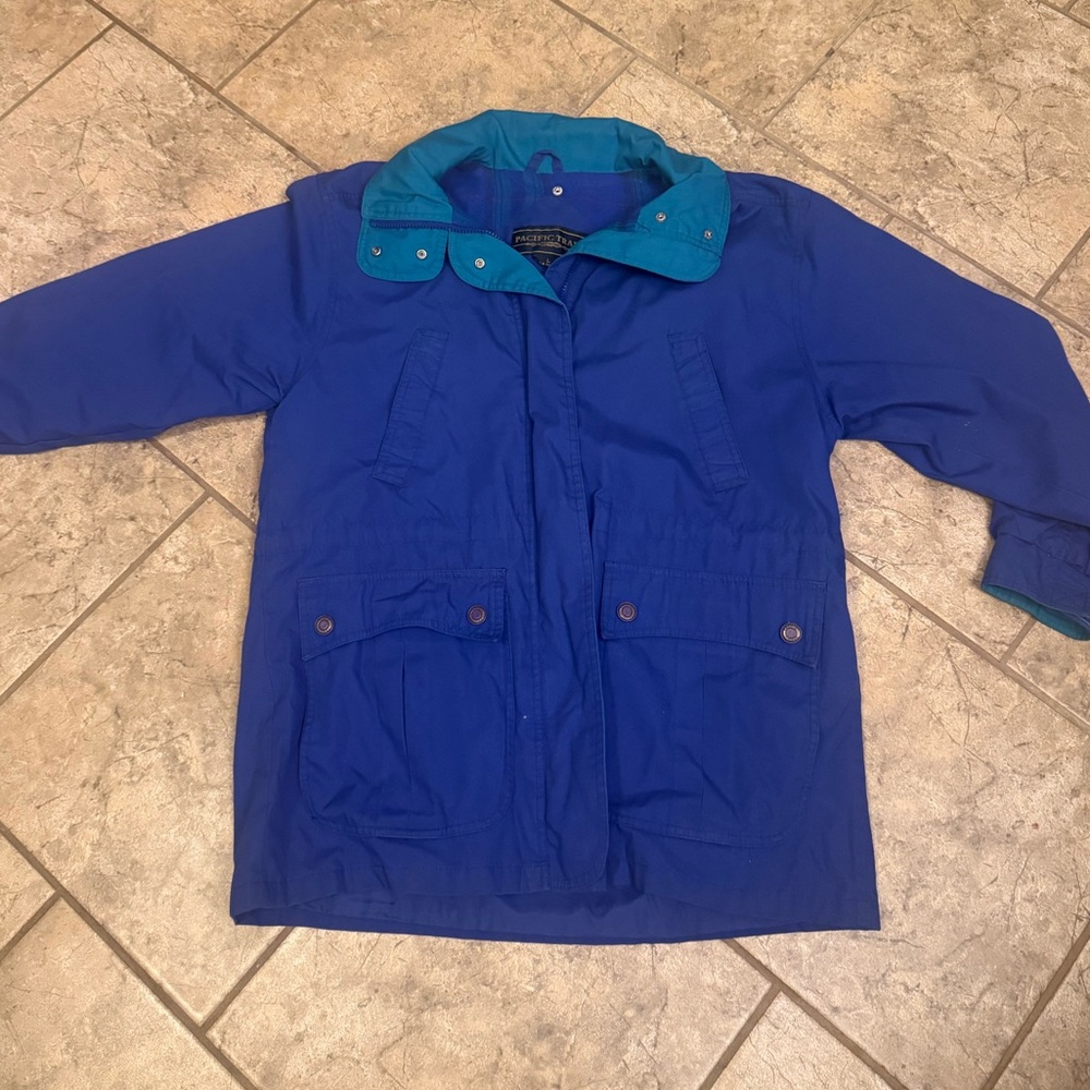 Vintage 80s/90s Pacific Trail Blue/Green Plaid Quilt-lined jacket large L
